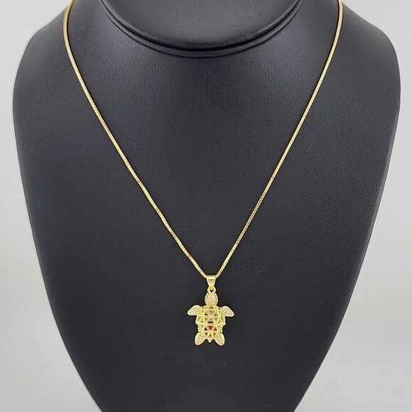 Brand New Cubic Zirconia Stone Turtle Necklace - Picture 10 of 11